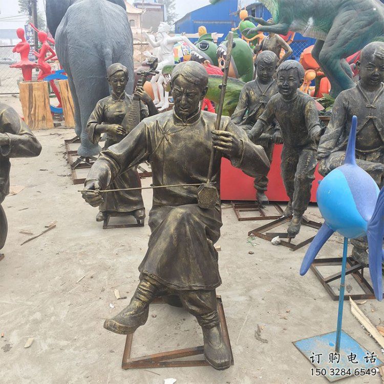 彈古箏雕塑供求，露天雕塑，民俗人物雕塑制作