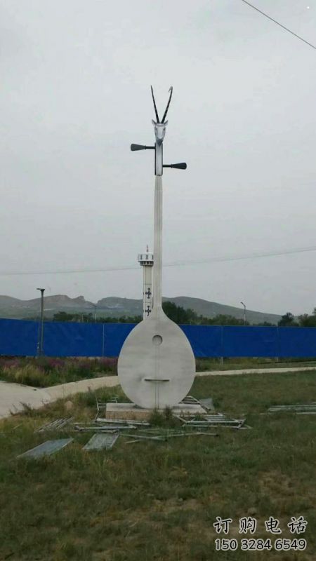 馬頭琴雕塑批發(fā)，街頭藝術(shù)，不銹鋼馬頭琴雕塑展品