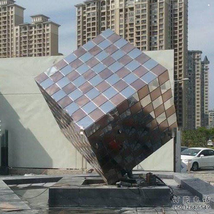 方塊雕塑制造商，美陳雕塑，不銹鋼方塊雕塑精品