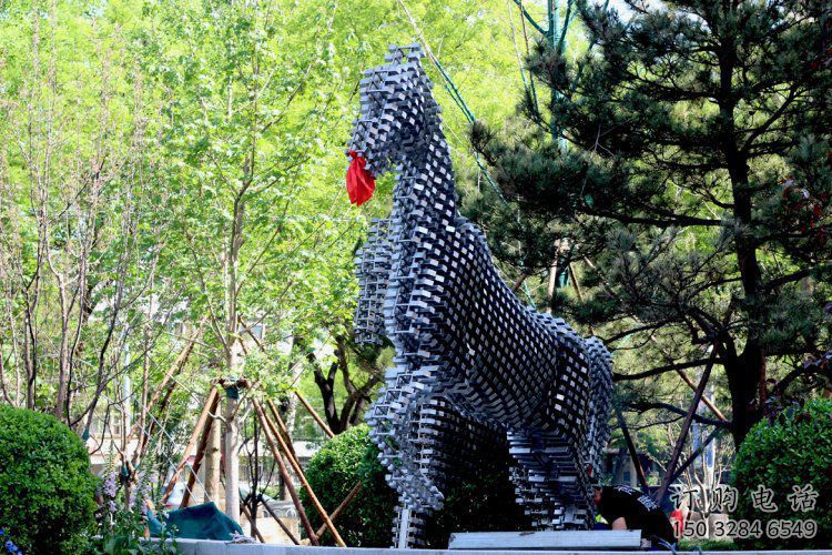 方塊馬雕塑精選，公園小品，抽象方塊馬雕塑廠家