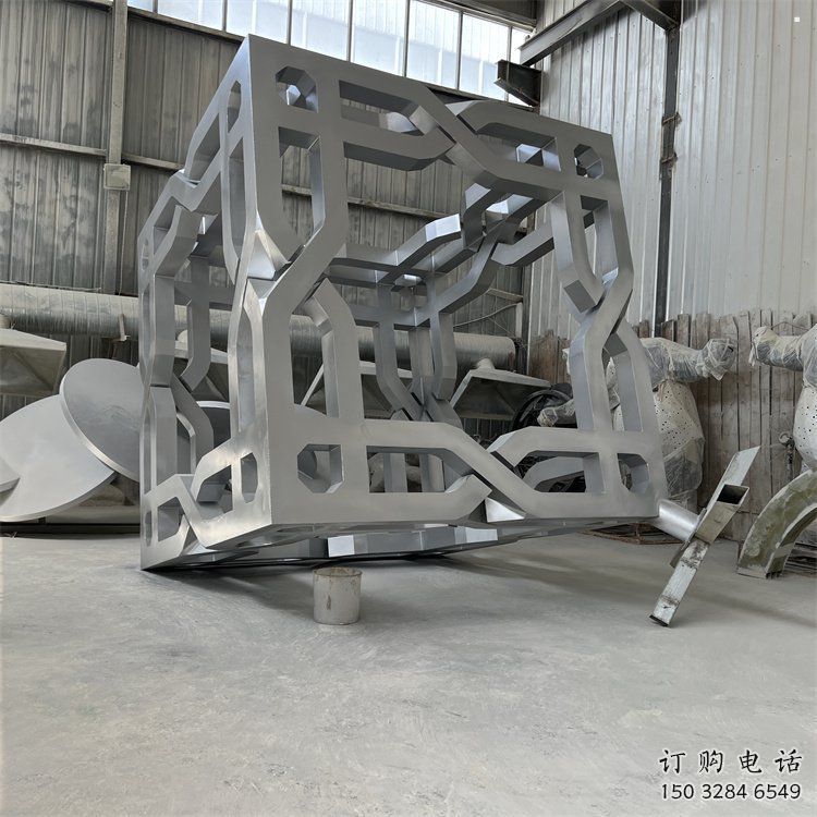 立方體雕塑特供，地標(biāo)擺件，鏤空鏤空立方體雕塑選用
