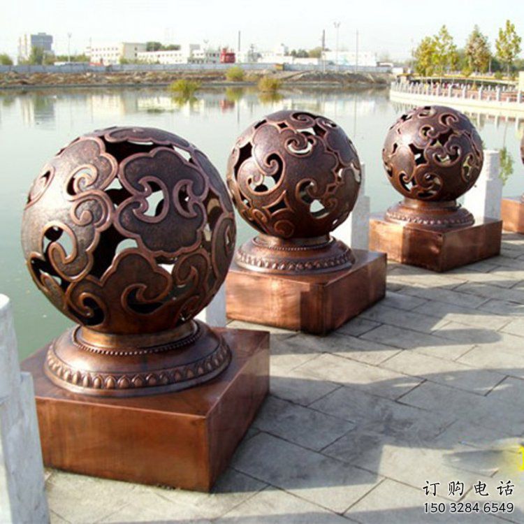 鏤空球雕塑生產(chǎn)，鋼管組合，烤漆鏤空球雕塑廠家