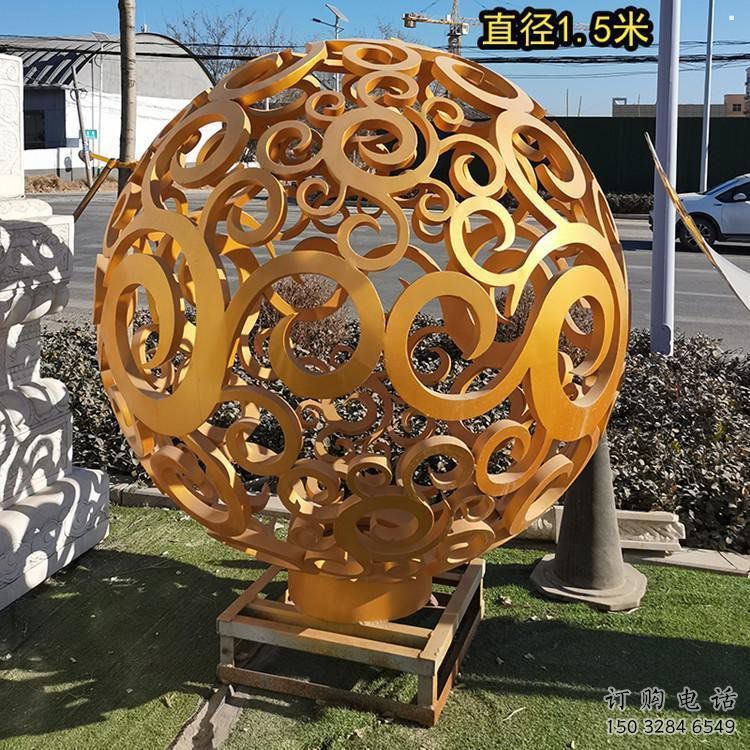 鏤空球雕塑制作，廣場(chǎng)雕塑，烤漆鏤空球雕塑廠家