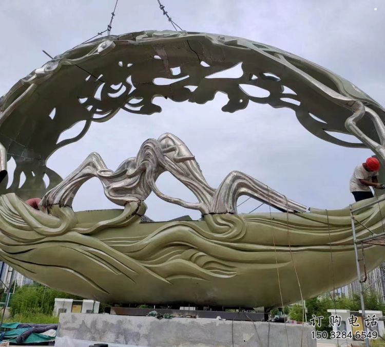 空心球雕塑點擊，城區(qū)小品，鏤空空心球雕塑承接