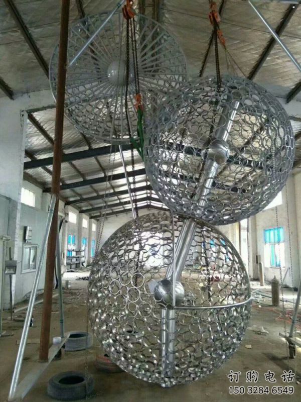 空心球雕塑點擊，景觀雕塑，鏤空空心球雕塑制作