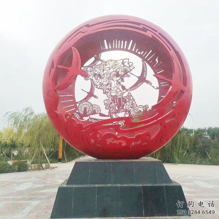 空心球雕塑定制，市標(biāo)雕塑，鏤空空心球雕塑定做廠家