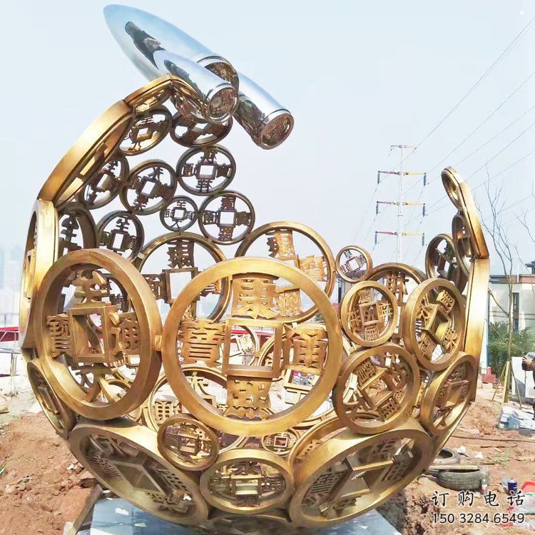 空心球雕塑制造商，露天雕塑，鏤空空心球雕塑訂做廠家