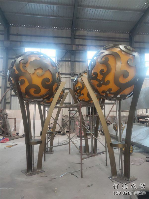 空心球雕塑制作，地標(biāo)擺件，景觀鏤空空心球雕塑選用