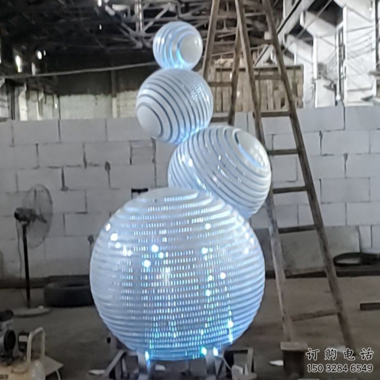 燈光球雕塑廠，街道標(biāo)識，不銹鋼燈光球雕塑供應(yīng)