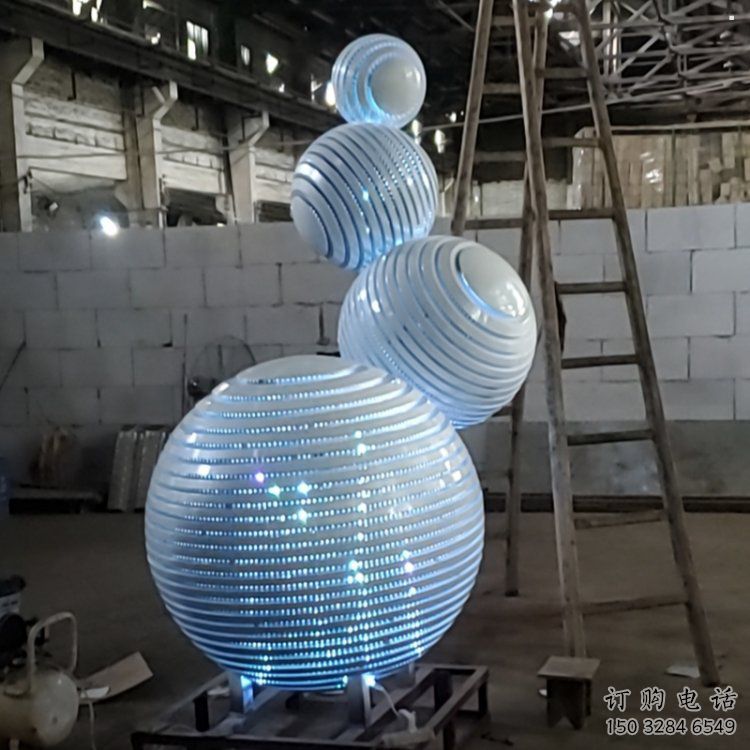 燈光球雕塑承接，城市雕塑，不銹鋼燈光球雕塑精品