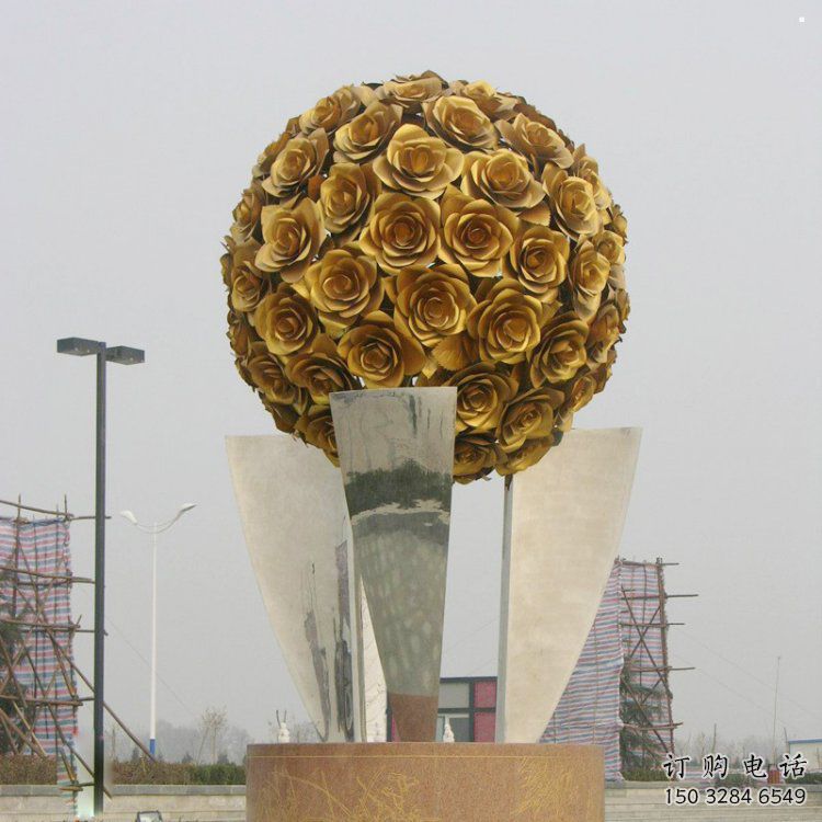 花球雕塑精選，市標雕塑，不銹鋼花球雕塑廠家