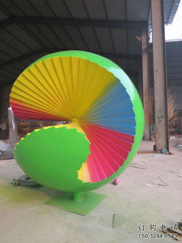 花紋球雕塑廠家，彩鋼制作，大型不銹鋼花紋球雕塑定做