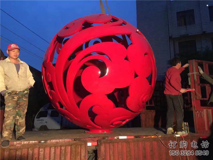花紋球雕塑訂做，歐式風(fēng)格，不銹鋼花紋球雕塑選定