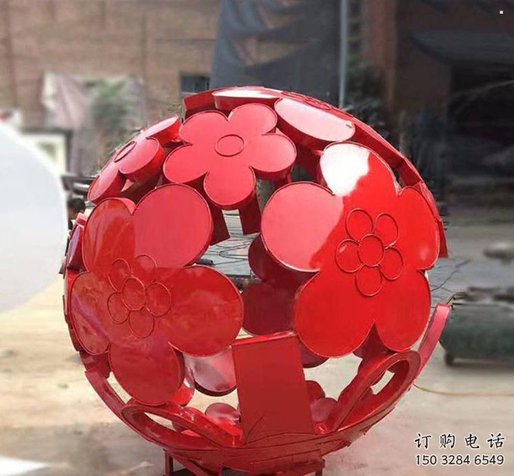 花紋球雕塑制作，景觀雕塑，不銹鋼花紋球雕塑常用