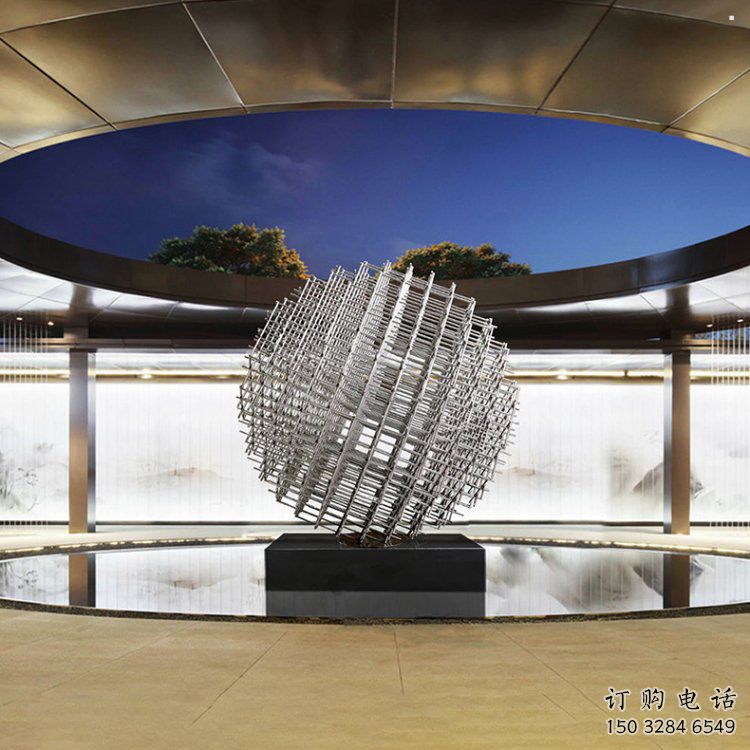 鏤空球雕塑擺件，室外軟裝，異形鏤空球雕塑定制