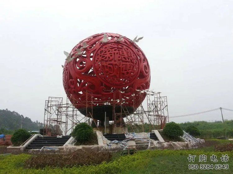 景觀圓球雕塑承接，城市裝飾，烤漆圓球雕塑廠家