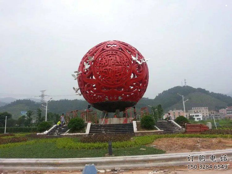 圓球雕塑訂做，街道標(biāo)識(shí)，烤漆圓球雕塑定做