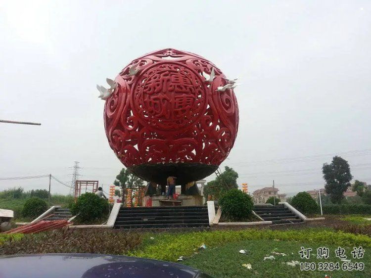 圓球雕塑服務(wù)商，街道標(biāo)識(shí)，景觀烤漆圓球雕塑定制