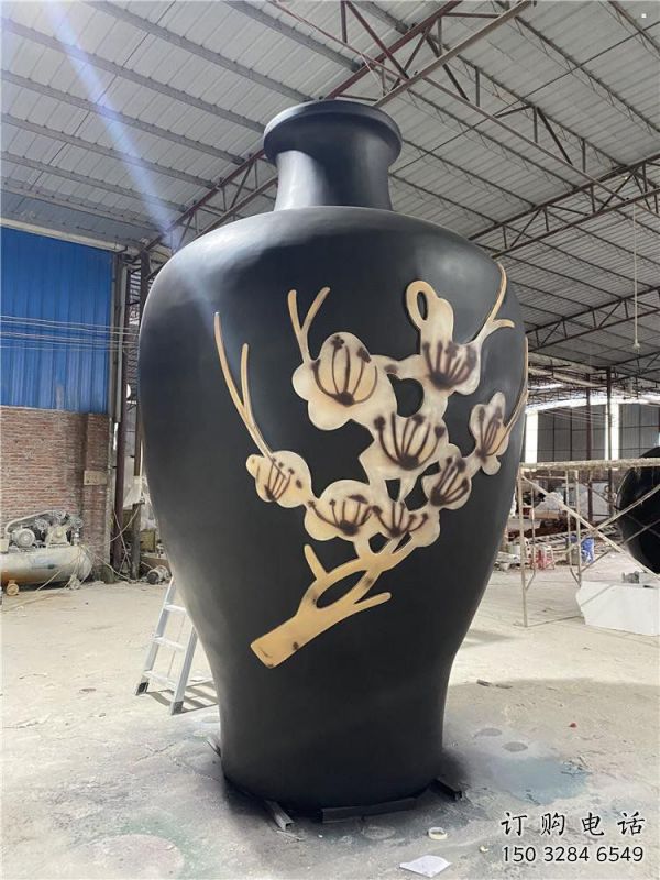 制造花瓶雕塑專供，地標(biāo)擺件，玻璃鋼花瓶雕塑訂做