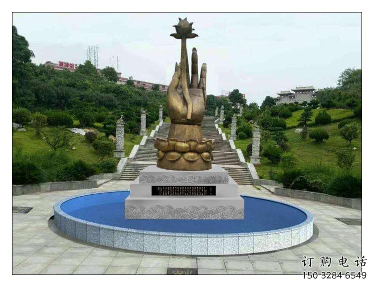 手拈花雕塑生產(chǎn)，城市裝飾，不銹鋼手拈花雕塑選定