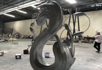 城市海浪雕塑，網(wǎng)格體育雕塑，古銅效果