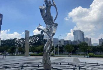 步行街海浪雕塑，鍛造景觀雕塑，拋光方式