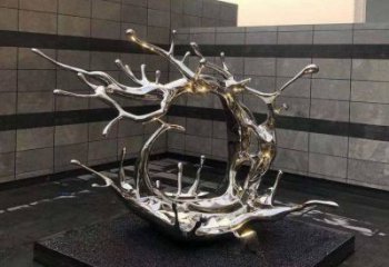 庭院海浪雕塑，鍍金歐式雕塑，鏡面形式