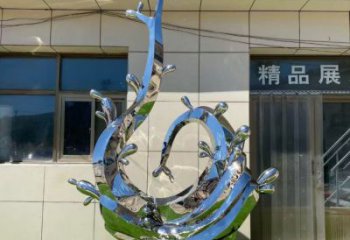 藝術(shù)景觀美陳雕塑，不銹鋼海浪雕塑廠家，拋光工藝