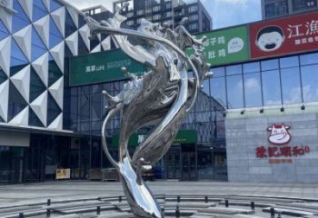 校園海浪雕塑，拉絲景觀雕塑，抽象主題