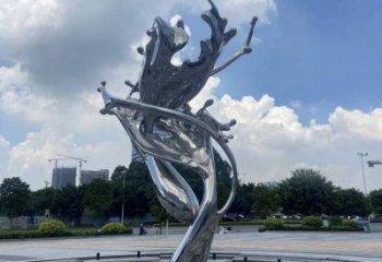 園林海浪雕塑，噴漆景觀雕塑，鏡面形式