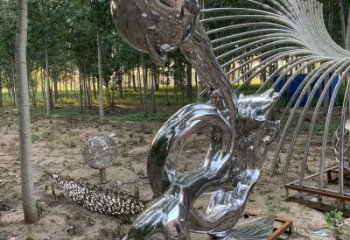 浪花雕塑制造，美陳雕塑，鏡面浪花天壺雕塑展品