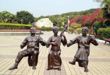 拉二胡雕塑承接，校園雕塑，民俗人物雕塑定制
