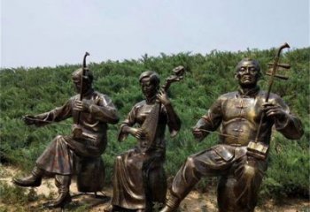 拉二胡雕塑訂做，街景小品，戶外民俗人物雕塑制作