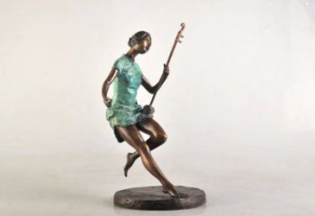 拉二胡雕塑精品，標(biāo)識雕塑，小區(qū)民俗人物雕塑供給