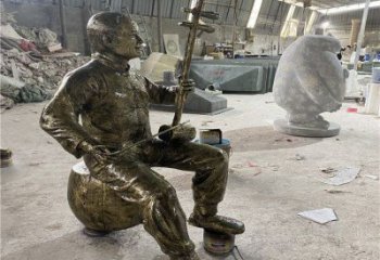 拉二胡雕塑預(yù)定，小區(qū)擺件，民俗人物雕塑主題精品