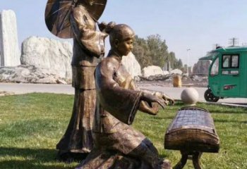 彈古箏雕塑供需，美陳雕塑，景觀民俗人物雕塑承接