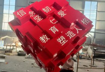 方塊雕塑供需，室外軟裝，不銹鋼方塊雕塑指用