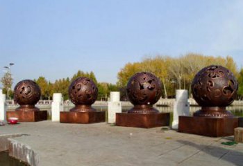 鏤空球雕塑承接，村標概念，地產(chǎn)烤漆鏤空球雕塑廠家