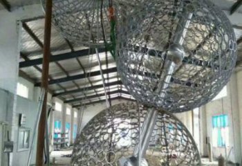 空心球雕塑點(diǎn)擊，景觀雕塑，鏤空空心球雕塑制作