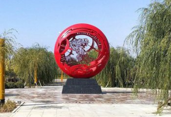 空心球雕塑訂做，戶外雕塑，不銹鋼鏤空空心球雕塑廠家