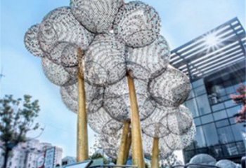 空心球雕塑訂做，多彩藝術(shù)，鏤空空心球雕塑制造