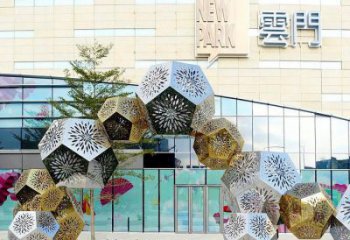 棱面球雕塑承接，鍛造工藝，鏤空棱面球雕塑制造廠家