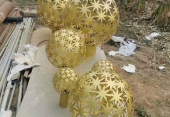 棱面球雕塑供給，市標雕塑，鏤空棱面球雕塑定制廠家
