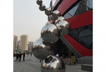 分子球雕塑訂做，景觀雕塑，不銹鋼分子球雕塑提供