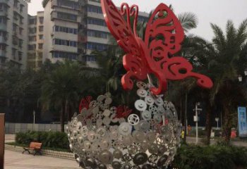 花球雕塑定做，公園小品，不銹鋼花球雕塑供應