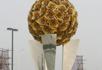 花球雕塑精選，市標雕塑，不銹鋼花球雕塑廠家