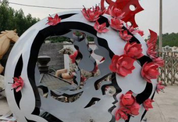 鏤空花球雕塑定價，廣場雕塑，不銹鋼花球雕塑廠家