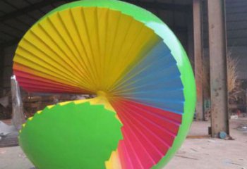 花紋球雕塑廠家，彩鋼制作，大型不銹鋼花紋球雕塑定做