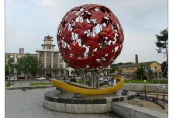 花紋球雕塑承接，街道標(biāo)識(shí)，不銹鋼花紋球雕塑供應(yīng)