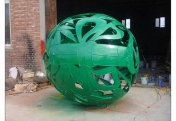 花紋球雕塑制作，酒店擺件，不銹鋼花紋球雕塑訂做